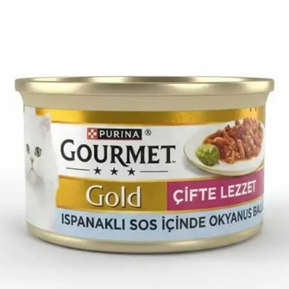 Purina Gourmet Gold Ispanaklı & Balıklı Çifte Lezzet Kedi Konserve Yaş Mama 85g