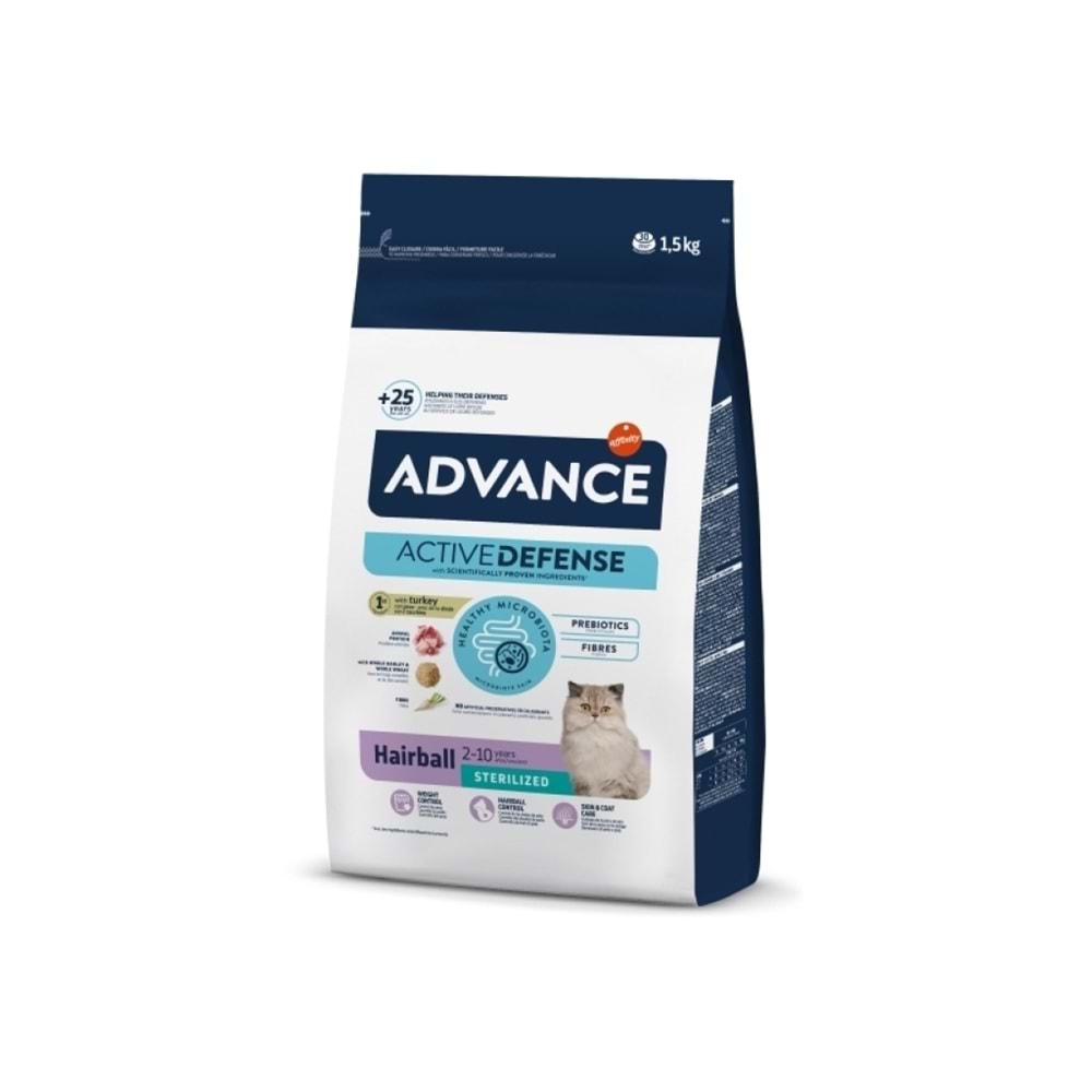 Advance Sterilised Hairball Turkey 1,5 kg Tüy Yumağı Önleyici Hindili Kısırlaştırılmış Kedi Maması