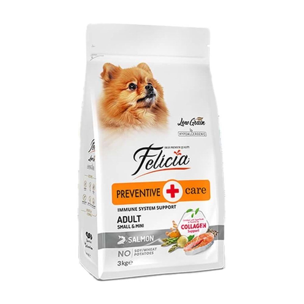 Felicia 3 Kg Somonlu Kolejenli Hypoallergenic Az Tahıllı Küçük Irk Yetişkin Köpek Maması