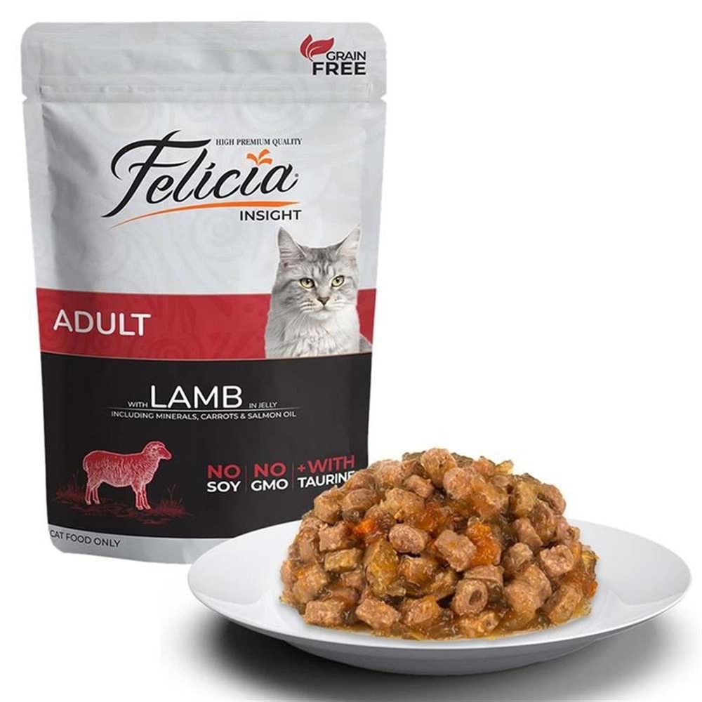 Felicia Kuzu Etli Tahılsız 85 gr Yetişkin Pouch Konserve Yaş Mama