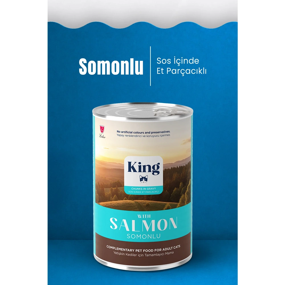 King Somonlu Yetişkin Kedi Konserve Yaş Mama 400g