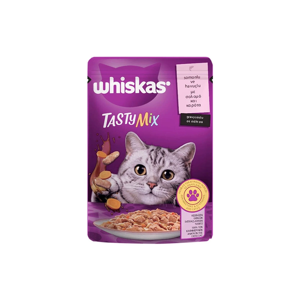 Whiskas Somonlu ve Havuçlu Pouch Yaş Kedi Maması 85gr Tasty Mix