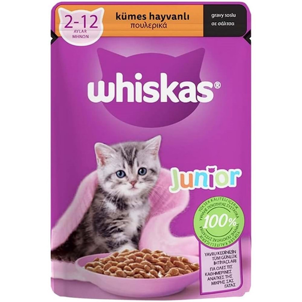 Whiskas Junior Tavuklu Pouch Yaş Yavru Kedi Maması 85gr