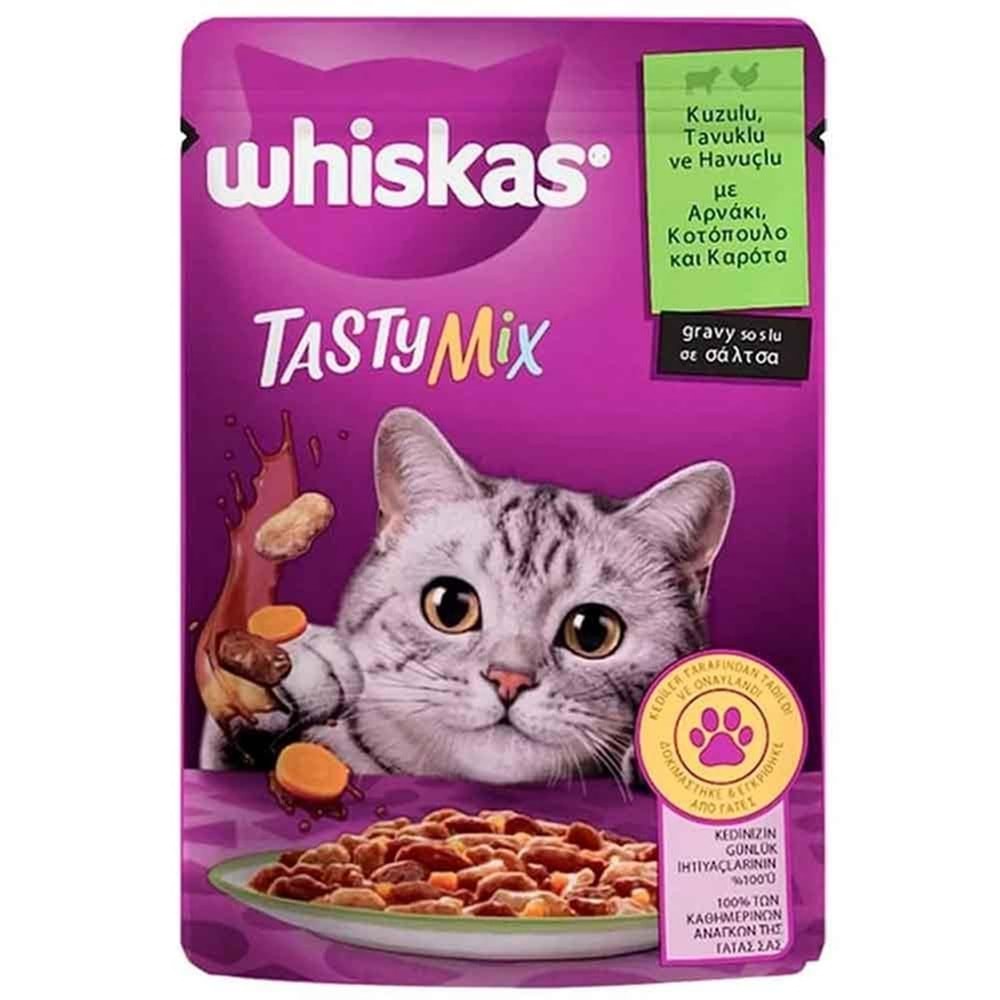 Whiskas Kuzulu Tavuklu Havuçlu Pouch Yaş Kedi Maması 85gr Tasty Mix