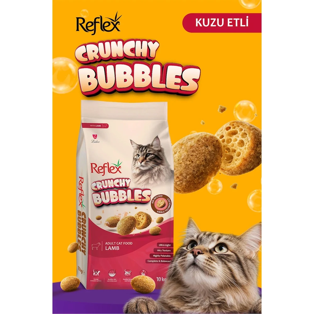 Reflex Chrunchy Bubbles Kuzu Etli Yetişkin Kedi Maması 10kg