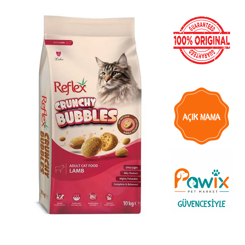 Açık Reflex Crunchy Bubbles Kuzu Etli Yetişkin Kedi Maması 500g