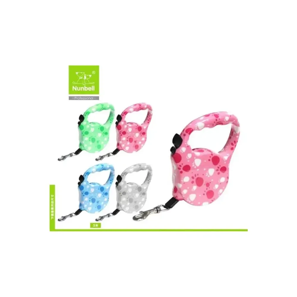 Nunbell Desenli Otomatik Gezdirme Tasması Şerit Medium 5m Max 20kg