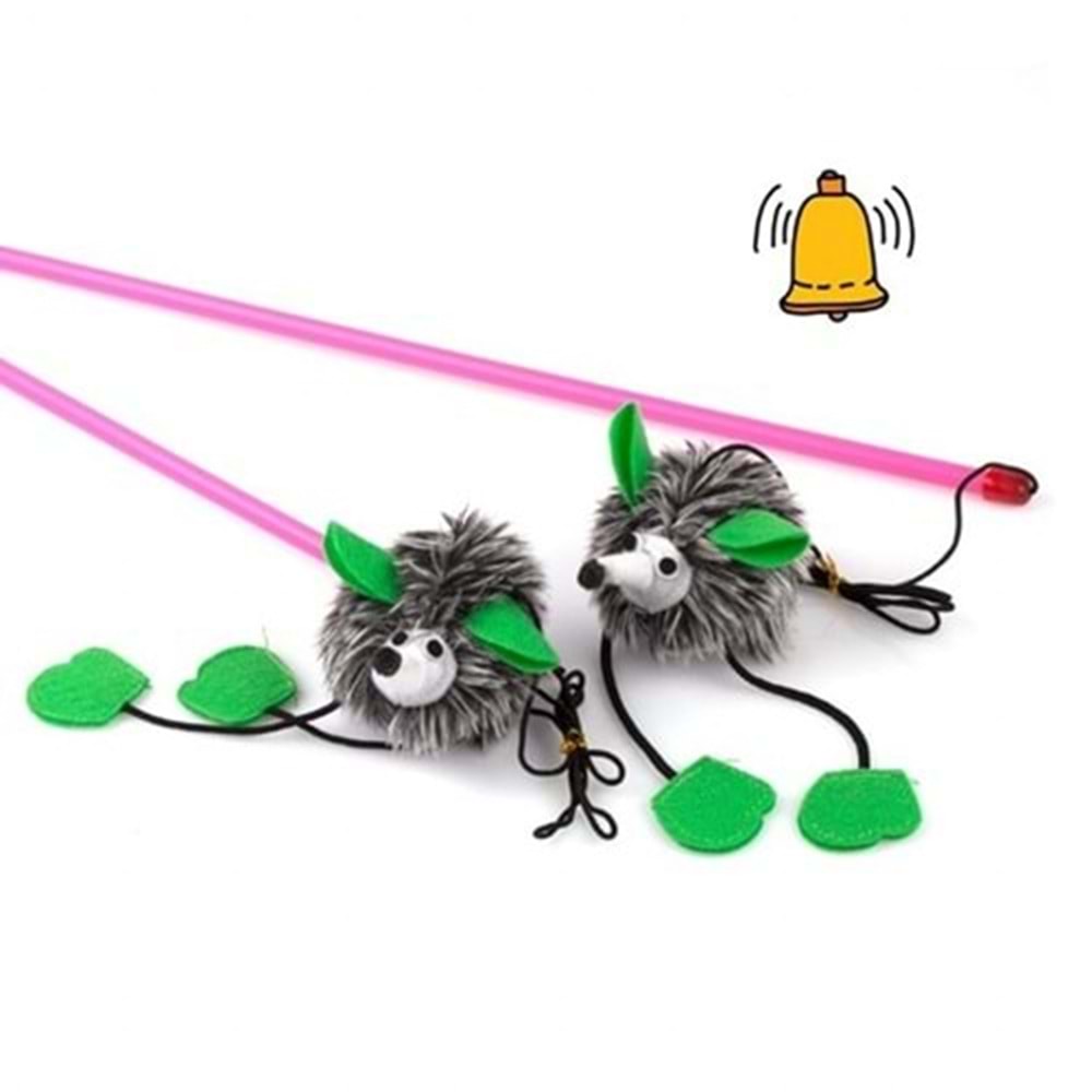Nunbell Sesli Peluş Kirpi Kedi Oltası Oyuncağı