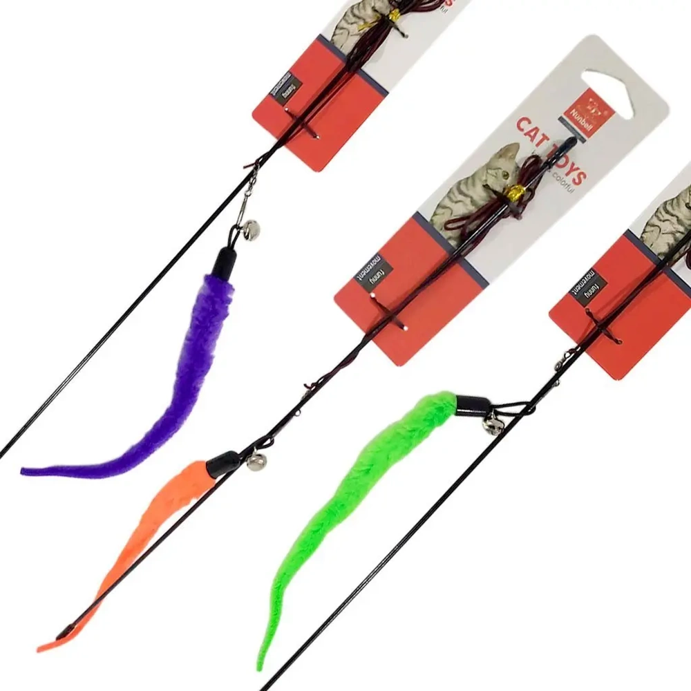 Nunbell Zilli Peluş Tırtıl Kedi Oltası Oyuncağı