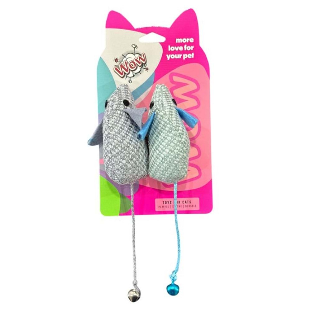 Wow Zilli İpli Örgü Peluş Fare Kedi Oyuncağı