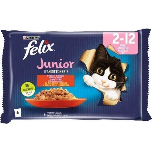 Felix Kitten Sığır Etli & Tavuklu 4lü Ekonomik Paket Pouch Yavru Kedi Yaş Maması