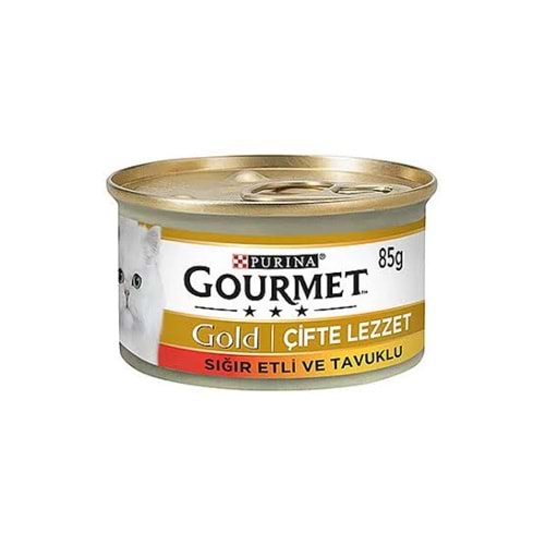 Purina Gourmet Gold Sığır Etli & Tavuklu Çifte Lezzet Kedi Konserve Yaş Mama 85g