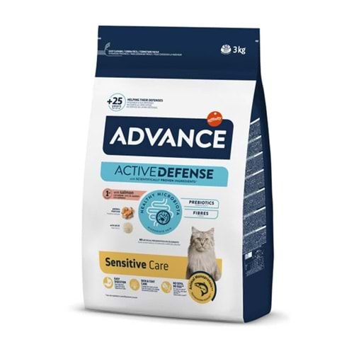 Advance Sensitive Salmon 3 kg Deri & Tüy Bakımı Somonlu Yetişkin Kedi Maması
