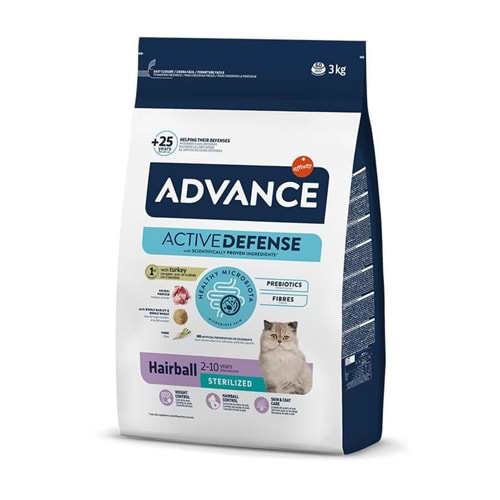 Advance Sterilised Hairball Turkey 3 kg Tüy Yumağı Önleyici Hindili Kısırlaştırılmış Kedi Maması