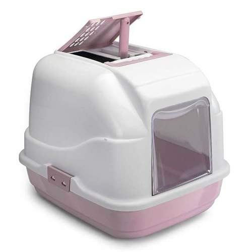 Imac Easy Cat Kapalı Kedi Tuvaleti Pembe Beyaz 52,5x32x34,5cm