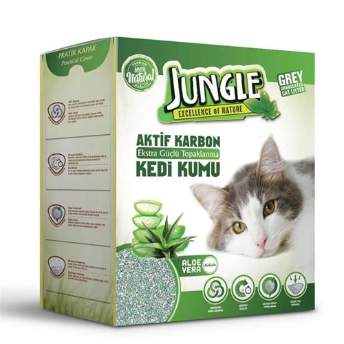 Jungle 6Lt Aktif Karbonlu Aloe Vera Kokulu Bentonit Topaklaşan Kedi Kumu
