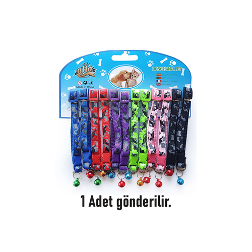 CatDogLife Zilli Kamuflaj Desenli Renkli Kedi Köpek Boyun Tasması