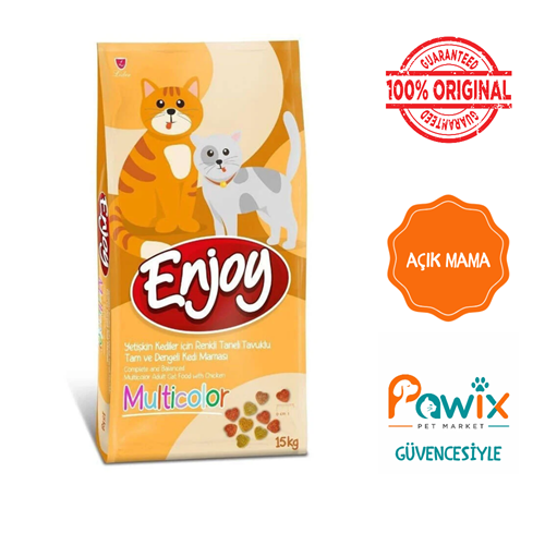 Açık Enjoy Renkli Taneli Tavuklu Yetişkin Kedi Maması 1 Kg Multicolor