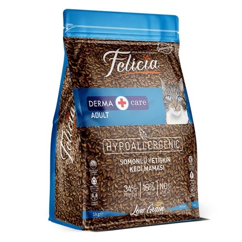 Felicia 1 Kg Somonlu Kolejenli Hypoallergenic Yetişkin Az Tahıllı Kedi Maması