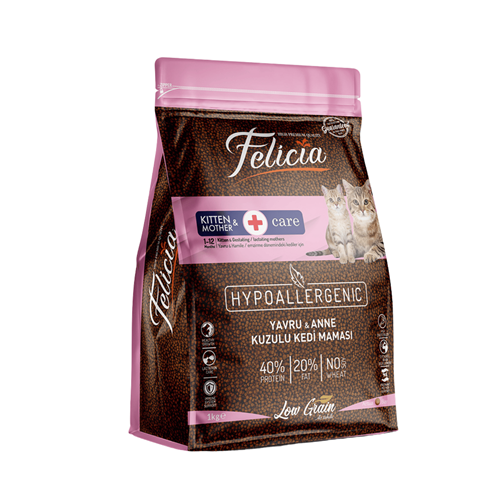 Felicia 1 Kg Kitten&Mother Kuzu Etli Kolejenli Hypoallergenic Az Tahıllı Yavru Kedi Maması