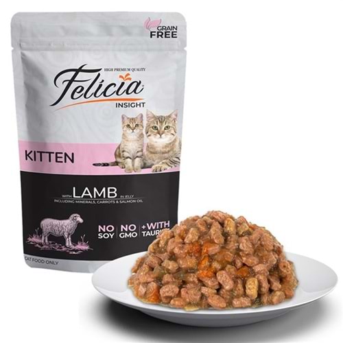 Felicia Kuzu Etli Tahılsız 85 gr Yavru Pouch Konserve Yaş Mama
