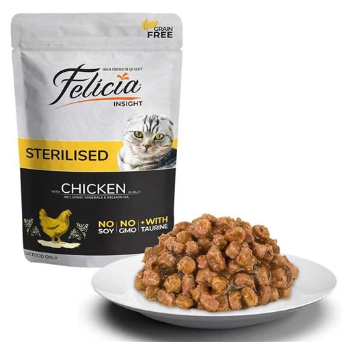 Felicia Sterilised Tavuklu Tahılsız 85 gr Kısırlaştırılmış Kedi Pouch Konserve Yaş Mama