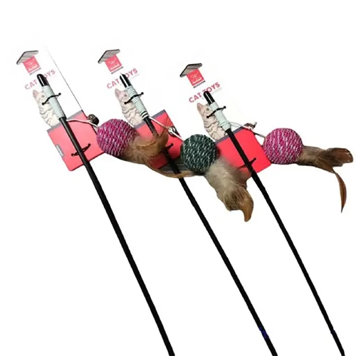 Nunbell Tüylü Top Kedi Oltası Oyuncağı