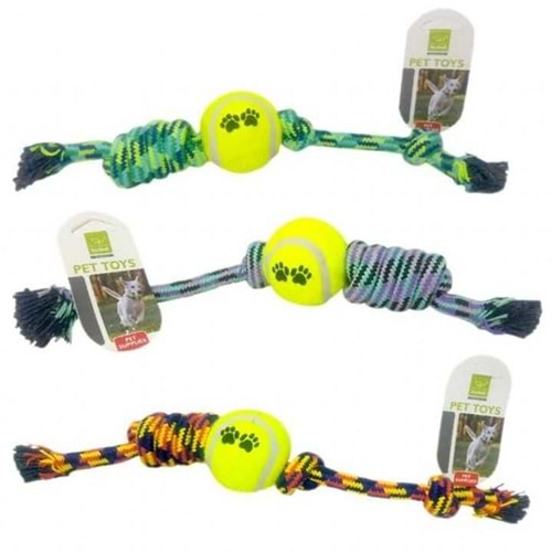 Nunbell Tenis Toplu Uzun Tekli Diş İpi Köpek Oyuncağı
