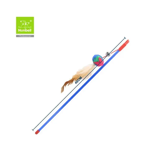 Nunbell Tüylü Zilli Peluş Top Kedi Oltası Oyuncağı