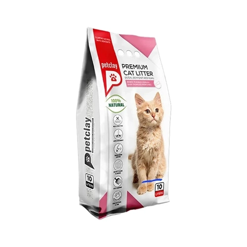 PetClay 10Lt Bebek Pudrası Kokulu Bentonit Topaklaşan Kedi Kumu