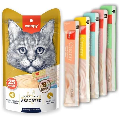 Wanpy 25li Karışık Sıvı Krema Kedi Ödül 25*14g