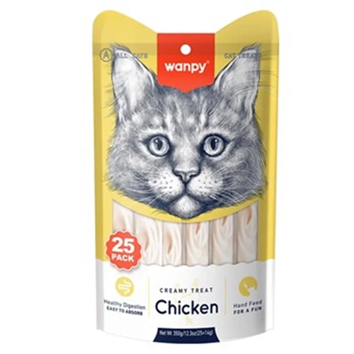 Wanpy 25li Tavuklu Sıvı Krema Kedi Ödül 25*14g