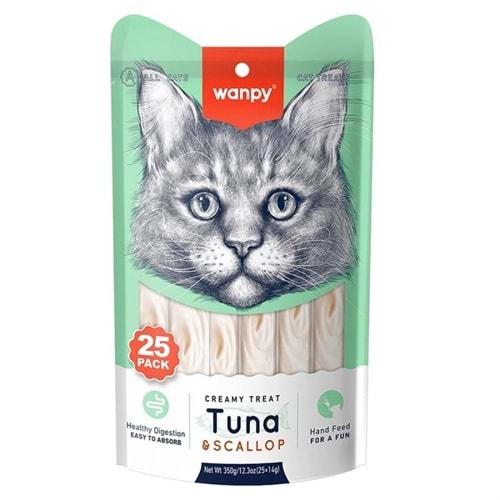 Wanpy 25li Ton Balıklı & Deniz Taraklı Sıvı Krema Kedi Ödül 25*14g