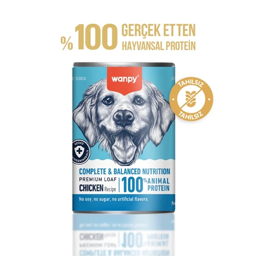 Wanpy Tavuklu 375g Tahılsız Konserve Köpek Maması Skin & Coat