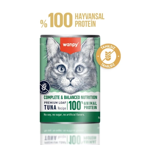 Wanpy Ton Balıklı 375g Tahılsız Konserve Kedi Maması Skin & Coat