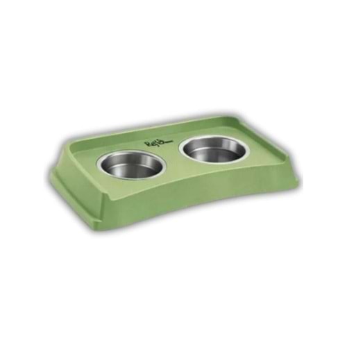 Reflex Versus Duo Yeşil İkili Plastik Kedi Köpek Mama Su Kabı 300x2ml