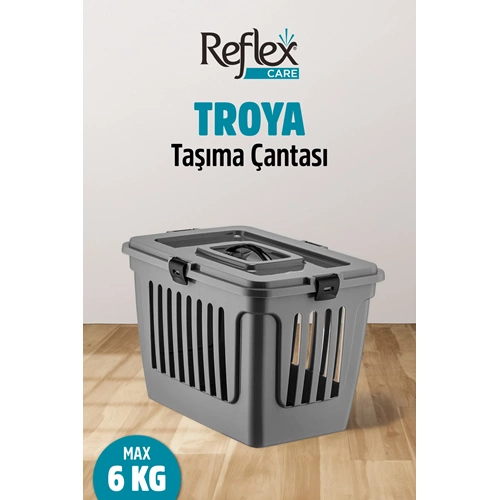 Reflex Troya Gri Üstten Açılır Kedi Köpek Taşıma Çantası Box 35L 495x335x330mm