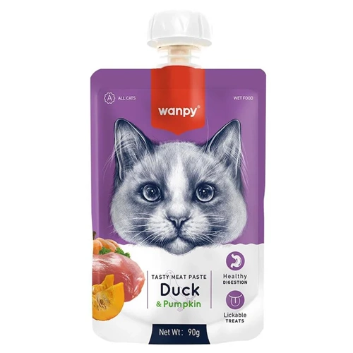 Wanpy Ördekli & Balkabaklı Taze Et Ezmesi 90 gr Kedi Ödül Maması
