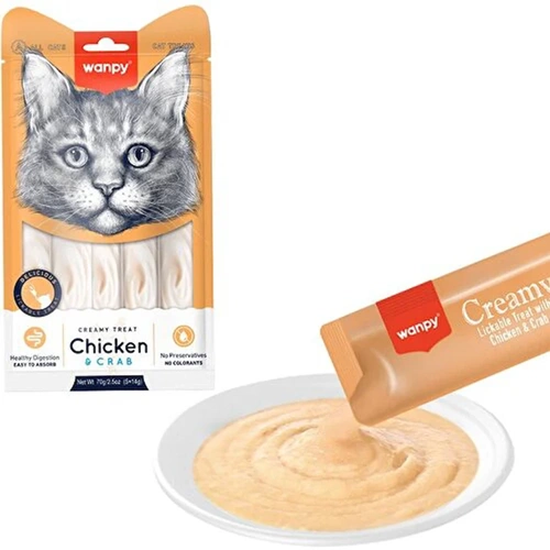 Wanpy Tavuklu & Yengeçli Krema Kedi Ödül Maması 5li Paket