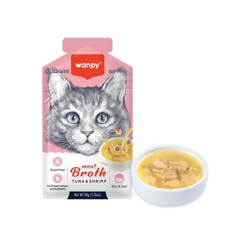 Wanpy Karides & Ton Balığı Eti Çorbası 50g Kedi Ödül Maması