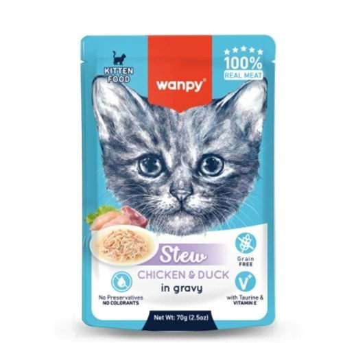 Wanpy Tavuklu & Ördekli Pouch 70g Konserve Yaş Kedi Maması
