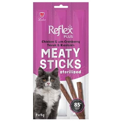 Reflex Stick Tavuk & Kızılcıklı Çubuk Kısırlaştırılmış Kedi Ödül Maması 15 gr