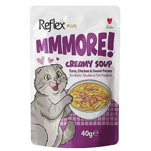 Reflex MMMore Ton Balıklı & Tavuklu & Tatlı Patatesli Krema Çorbası Kedi Ödül Maması 40gr