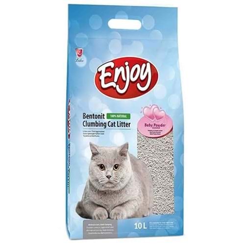 Enjoy Bebek Pudrası Kokulu Topaklaşan Bentonit Kedi Kumu 10 Lt