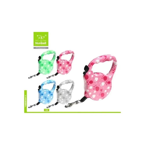 Nunbell Desenli Otomatik Gezdirme Tasması Şerit Medium 5m Max 20kg