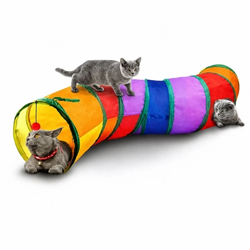 Nunbell Rengarenk S Şekilli Yollu Tünel 25*120 Kedi Oyuncağı